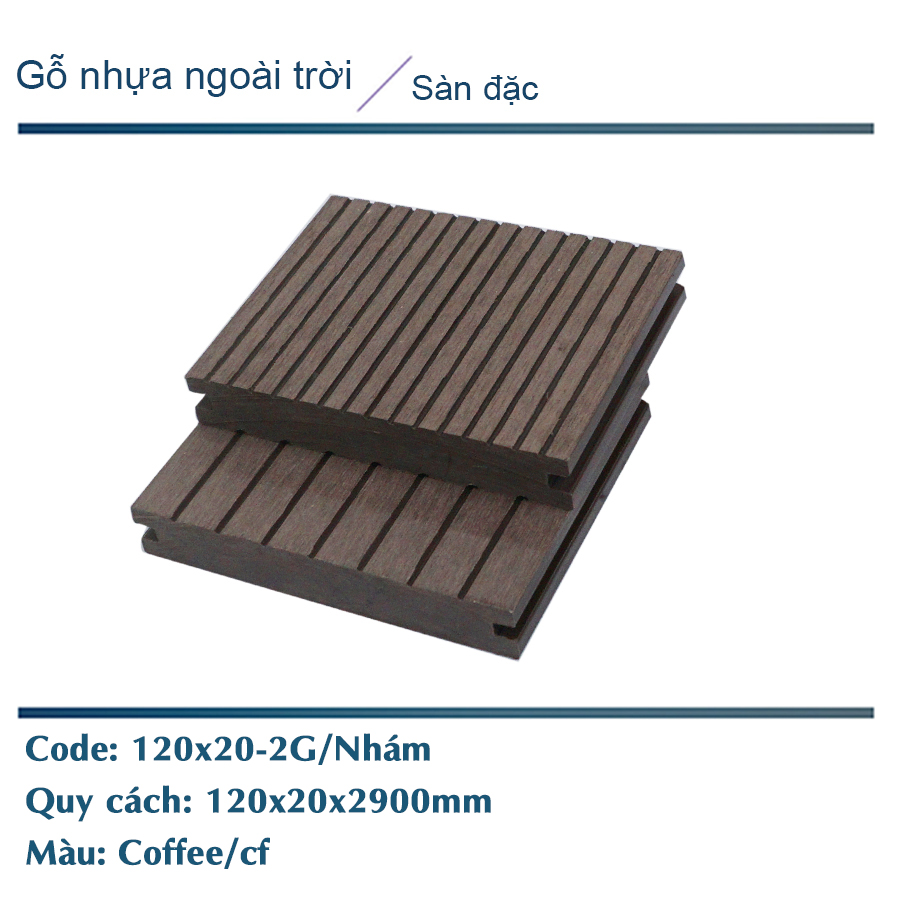 Sàn đặc SD120x20-2G màu coffee/ nhám 2 mặt