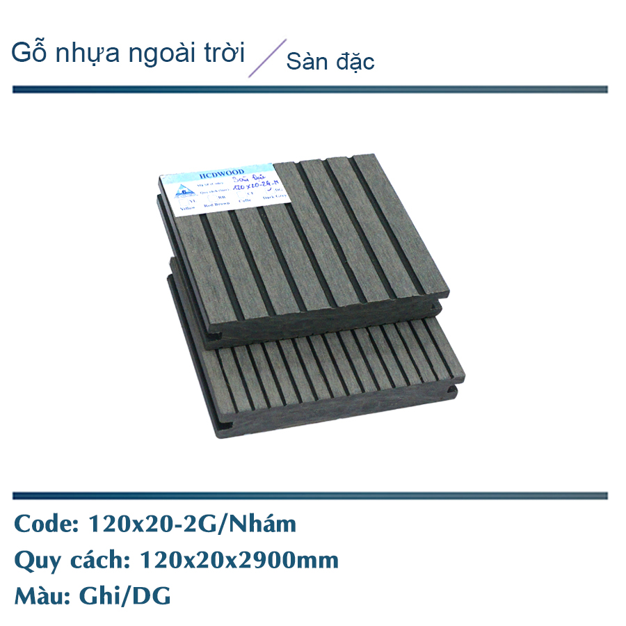 Sàn đặc SD120x20-2G màu ghi/ nhám 2 mặt