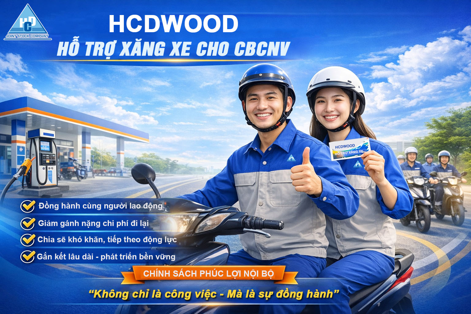 HCDWOOD - Triển Khai Hỗ Trợ Tiền Xăng Xe Hàng Tháng Đồng Hành Cùng CBCNV